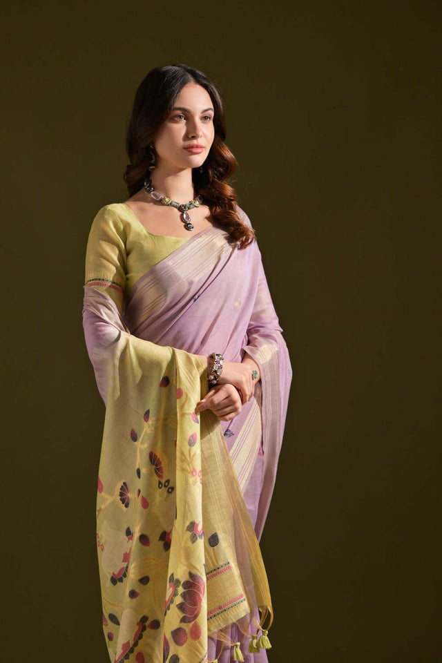 Lavender Woven Cotton Saree