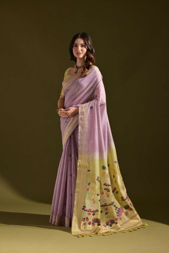 Lavender Woven Cotton Saree