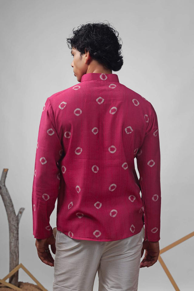 Pink Printed Viscose Men's Kurta Tops (ACA2327)