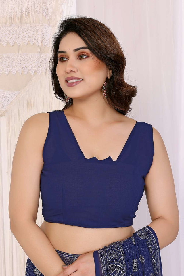 Blue Foil Printed Georgette Saree