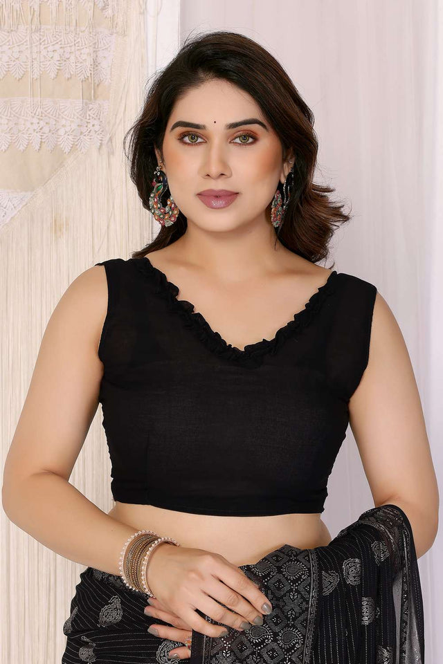 Black Foil Printed Georgette Saree