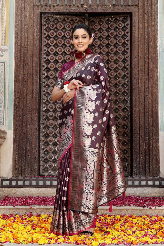 Purple Woven Silk Saree