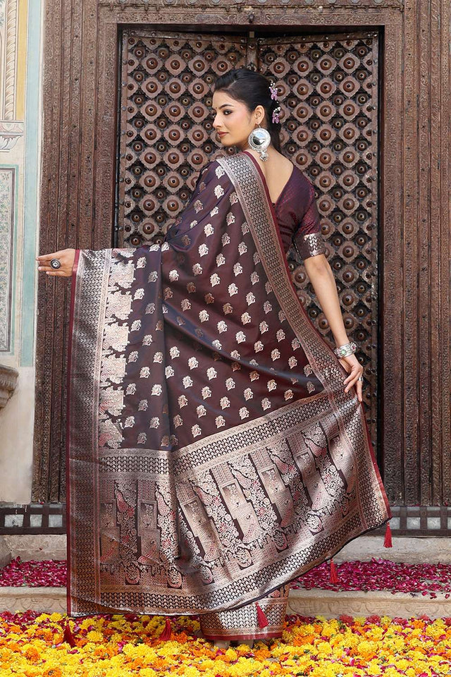 Red Woven Silk Saree