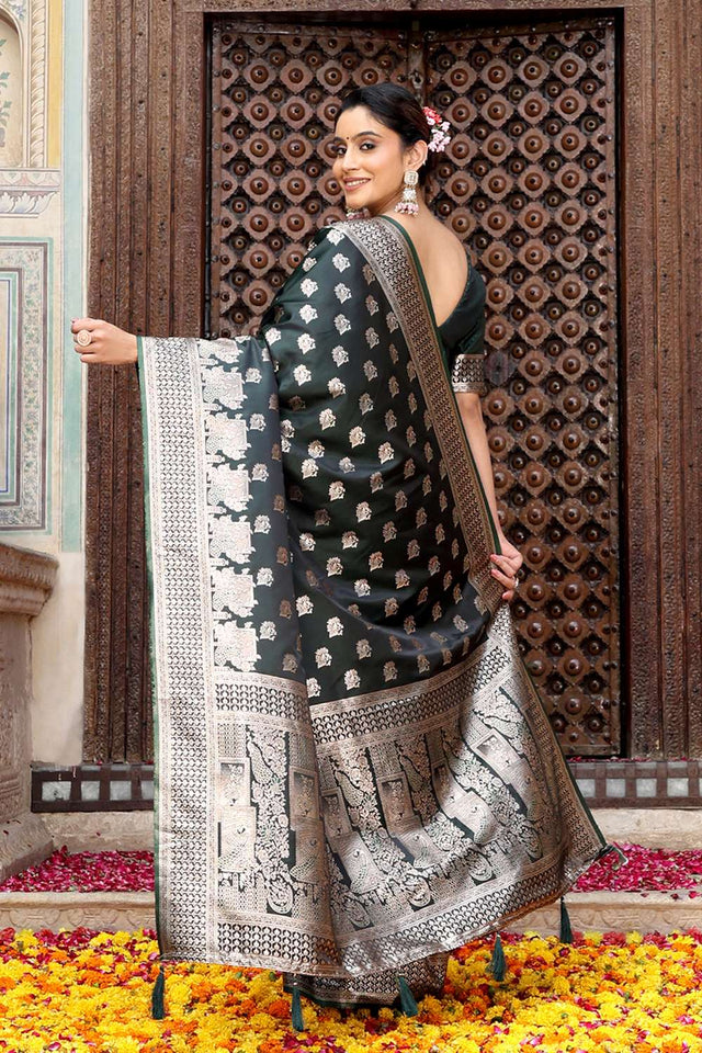 Green Woven Silk Saree