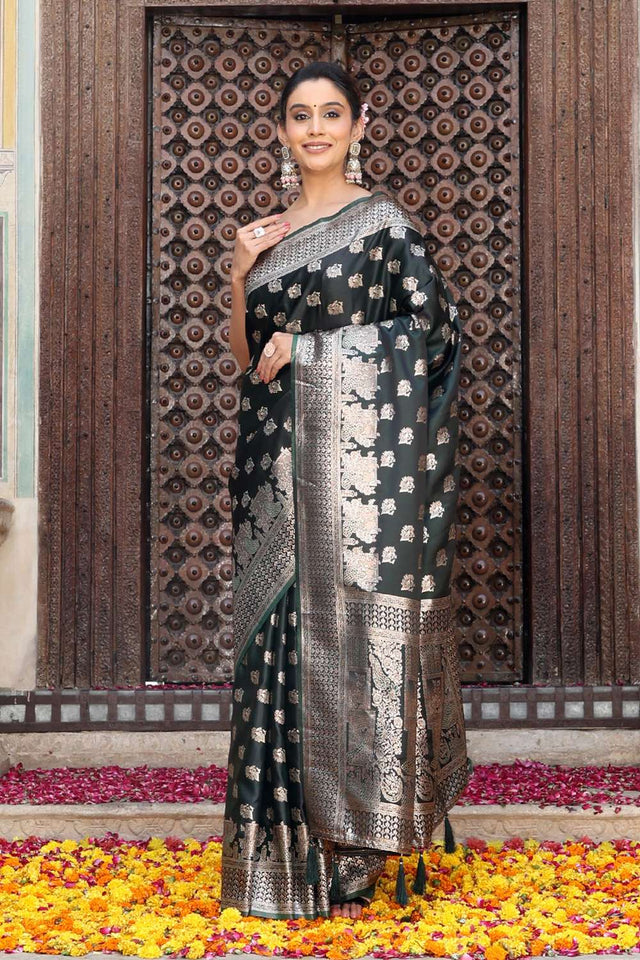 Green Woven Silk Saree