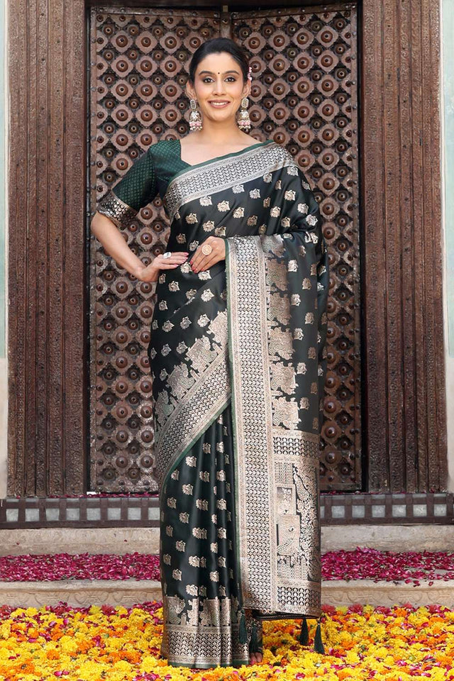 Green Woven Silk Saree