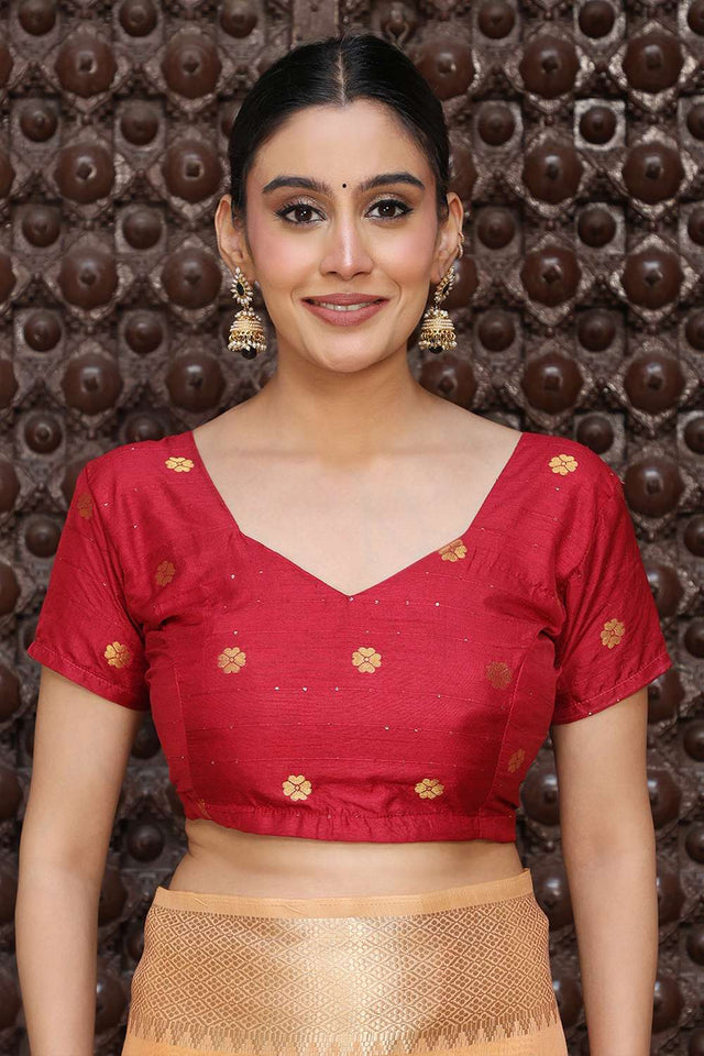 Orange Woven Cotton Saree