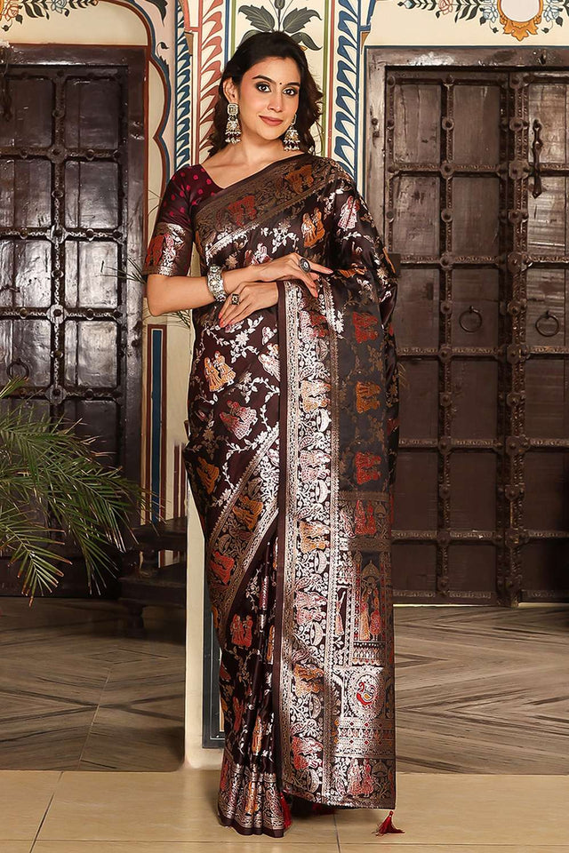 Red Woven Silk Saree