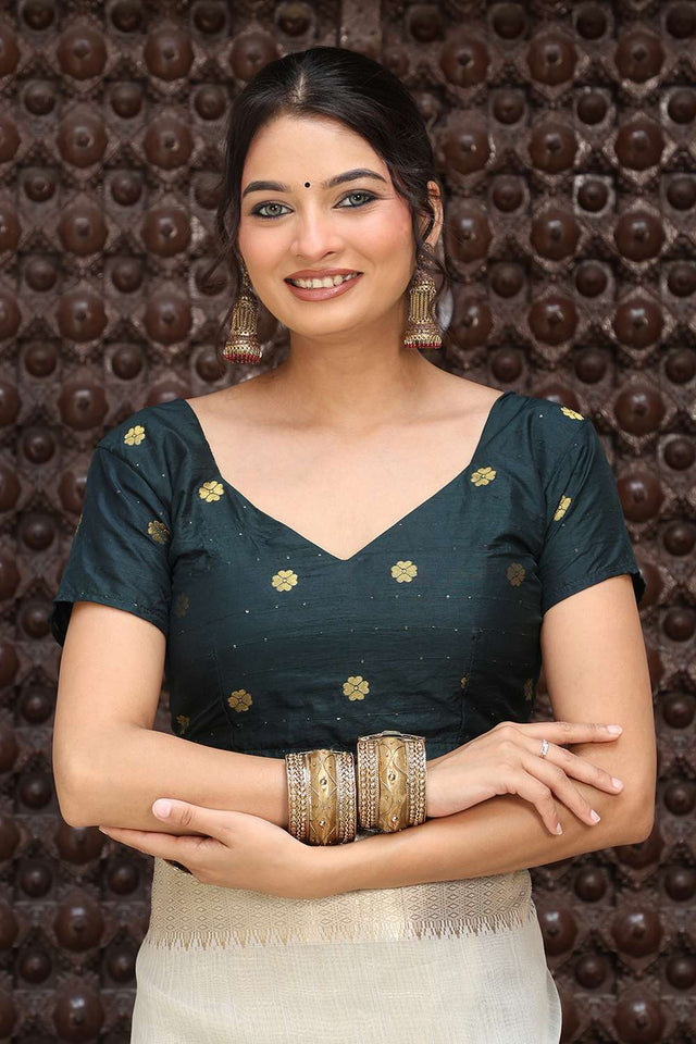 Grey Woven Cotton Saree