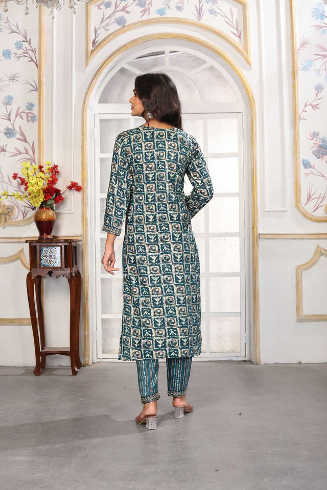 Rama Printed Rayon Straight Cut Suit Set