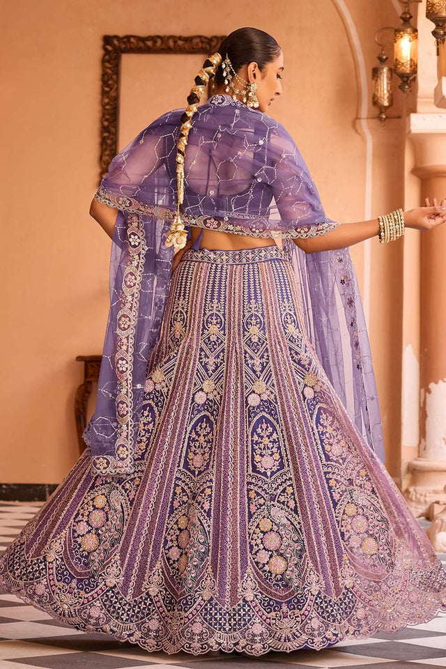 Violet Sequin with Embroidered Net Lehenga