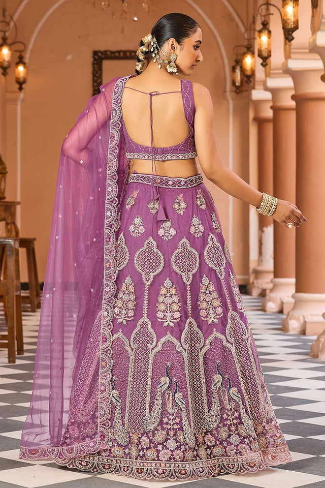 Lavender Sequin with Embroidered Net Lehenga