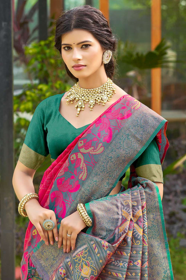 Red Woven Silk Saree