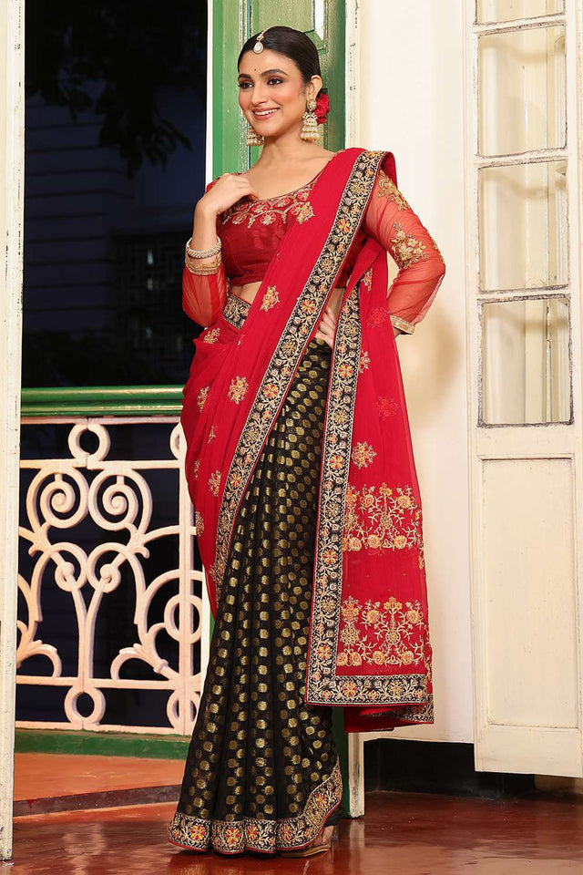 Pink Embroidered Viscose Saree