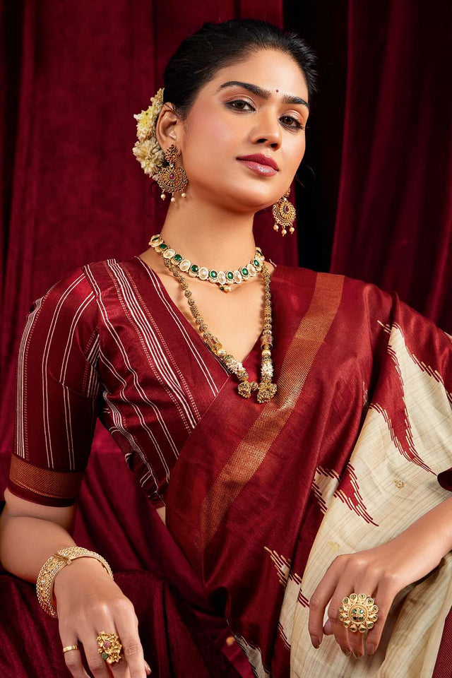 Multi Color Zig Zag Printed Silk Saree