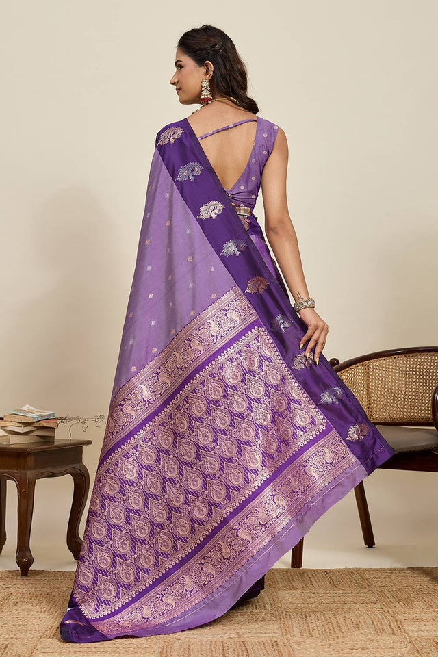 Lavender Woven Silk Saree