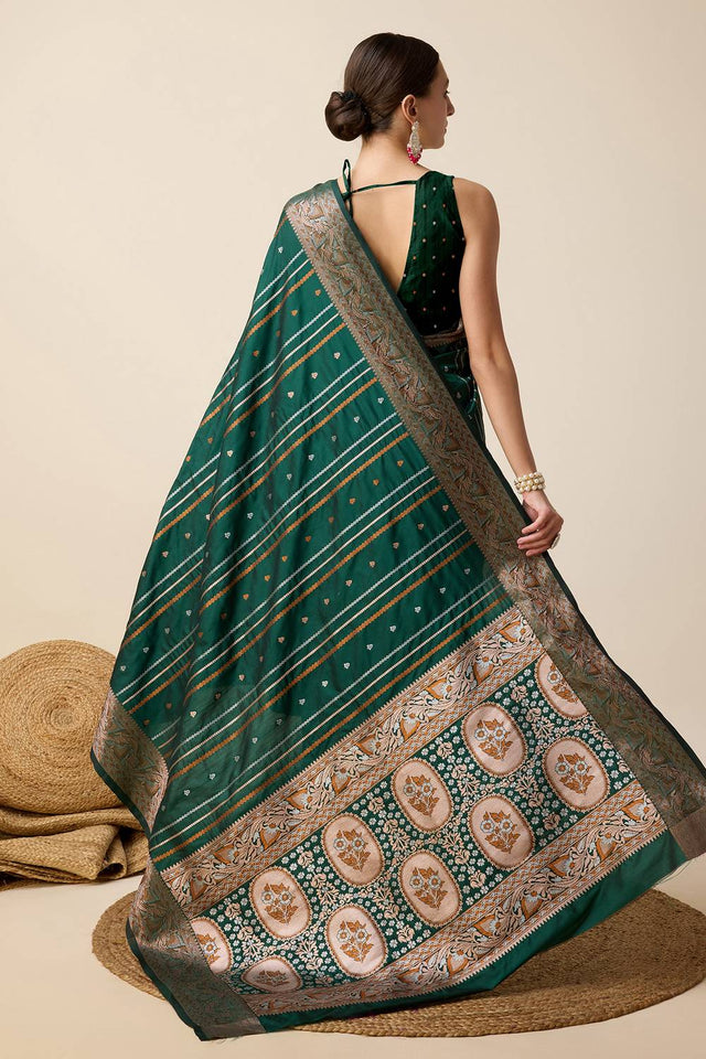 Green Woven Jacquard Saree