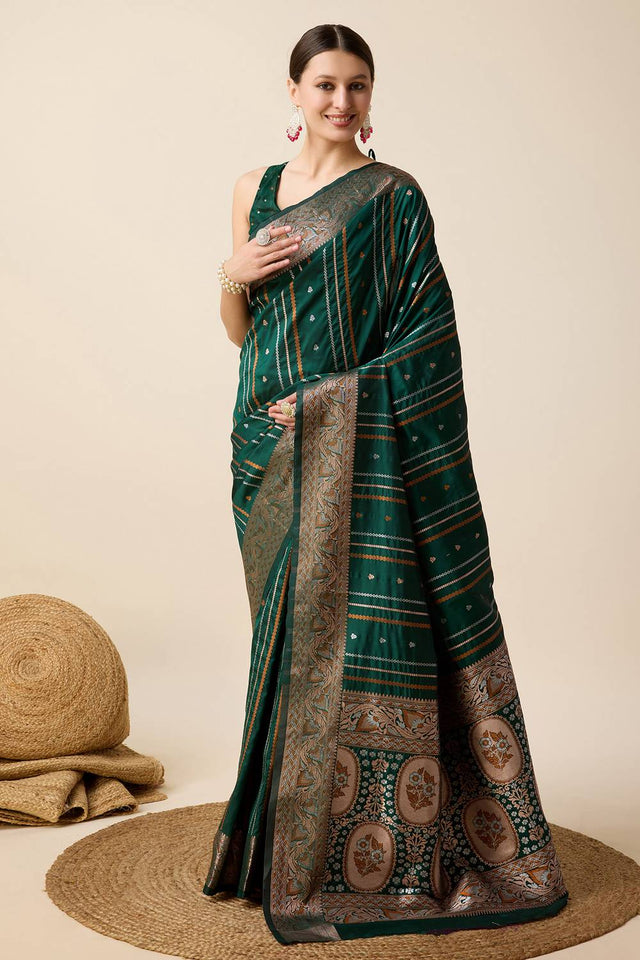Green Woven Jacquard Saree