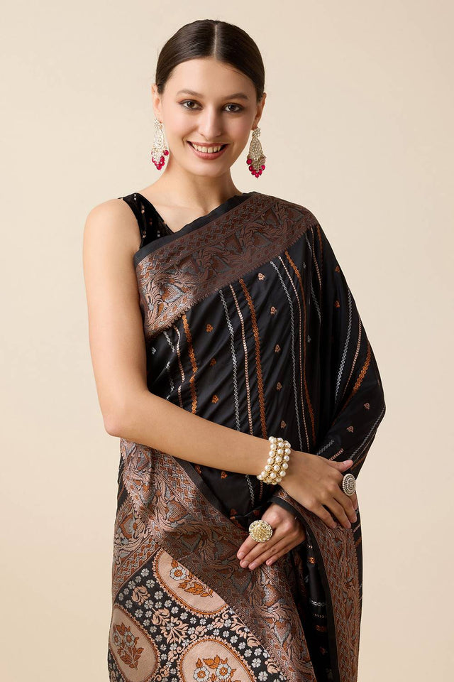 Black Woven Jacquard Saree