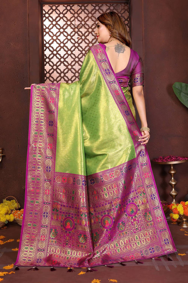 Green Woven Silk Saree