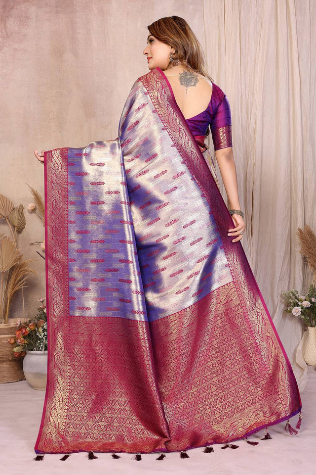 Lavender Woven Banarasi Silk Saree