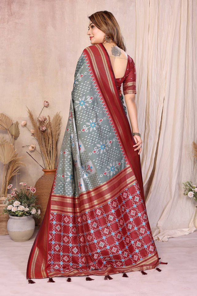 Grey Woven Saree