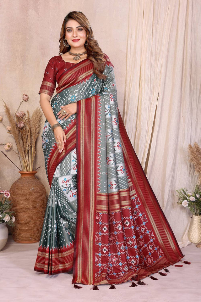 Grey Woven Saree