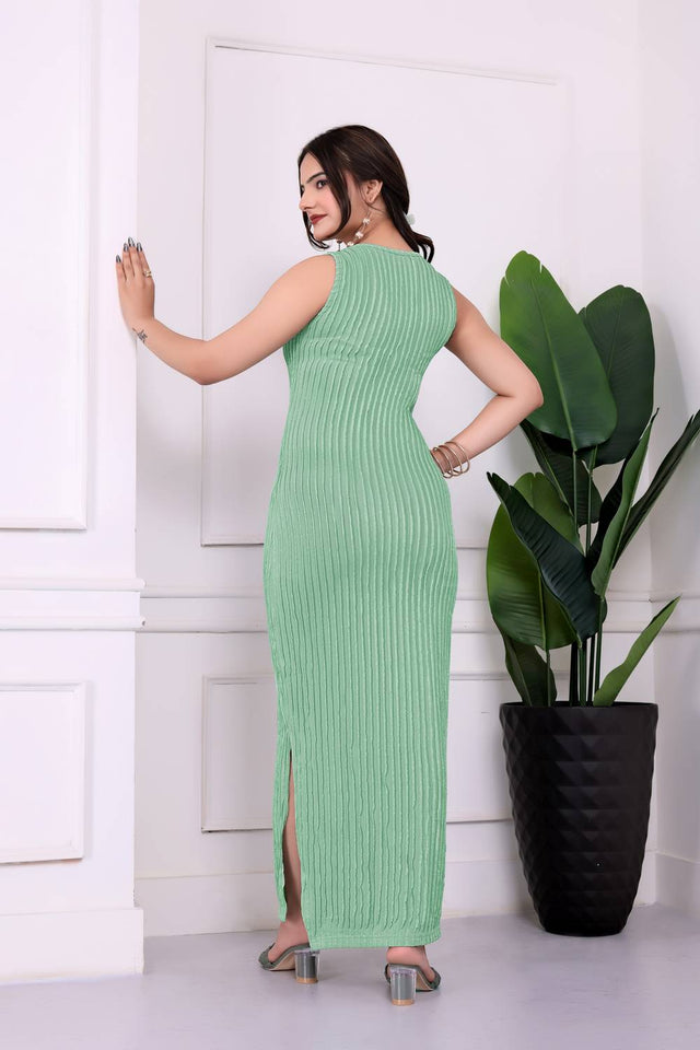 Green Woven Dresses