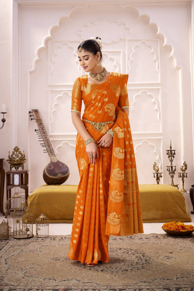 Orange Woven Saree