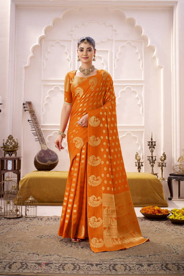 Orange Woven Saree