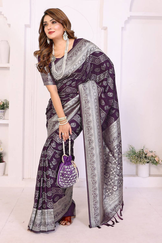 Violet Woven Saree