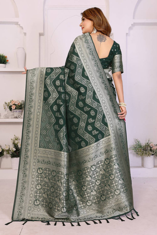 Green Woven Saree