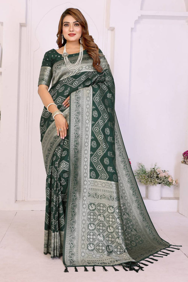 Green Woven Saree