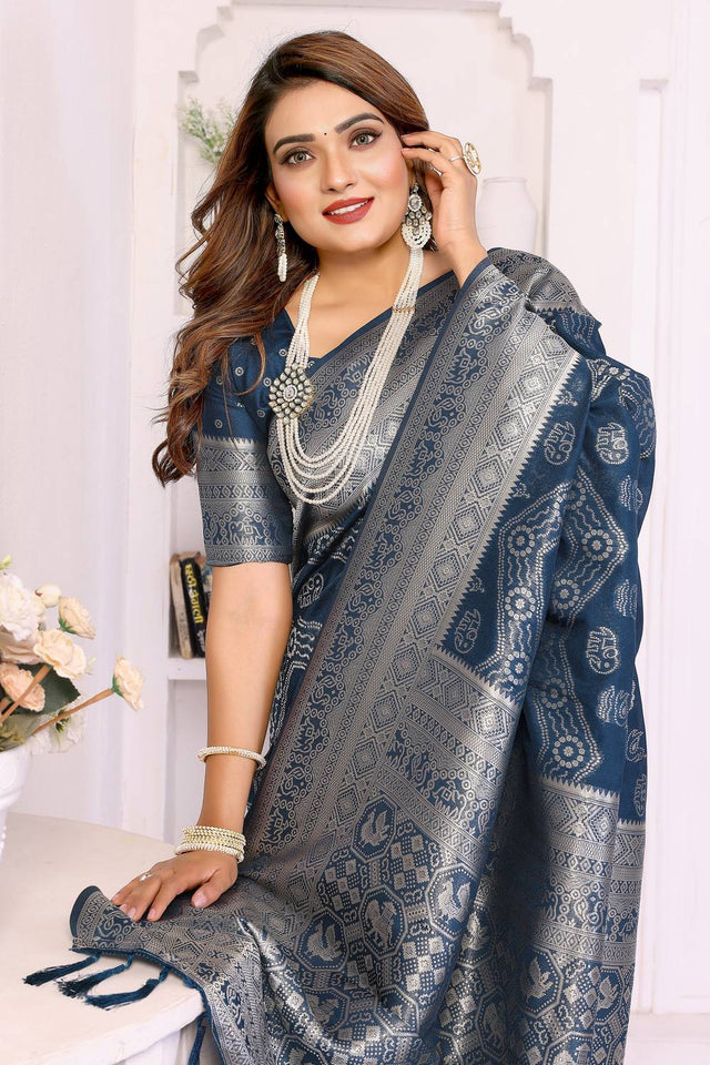 Blue Woven Saree