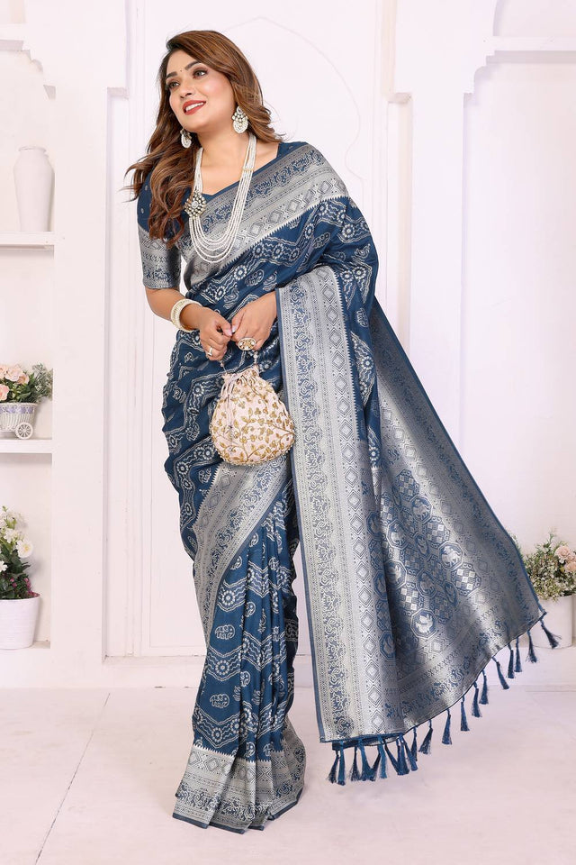 Blue Woven Saree