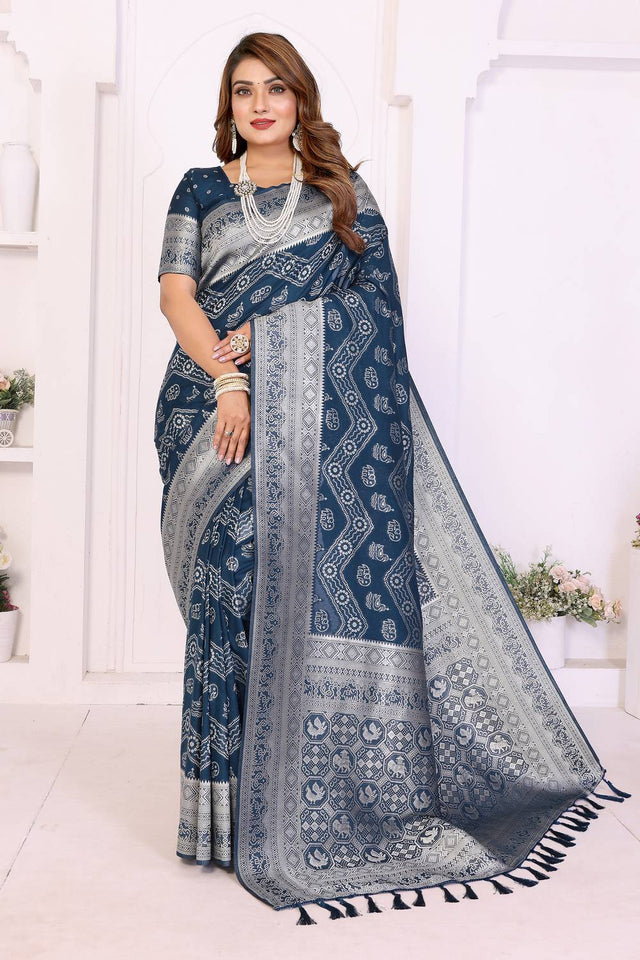 Blue Woven Saree