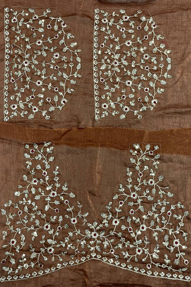 Brown Sequin with Embroidered Saree