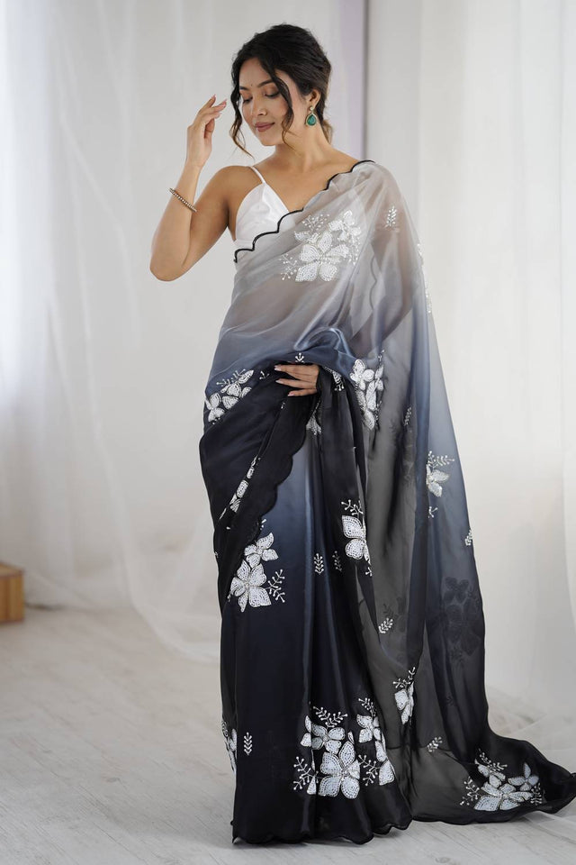 Black Sequin with Embroidered Saree