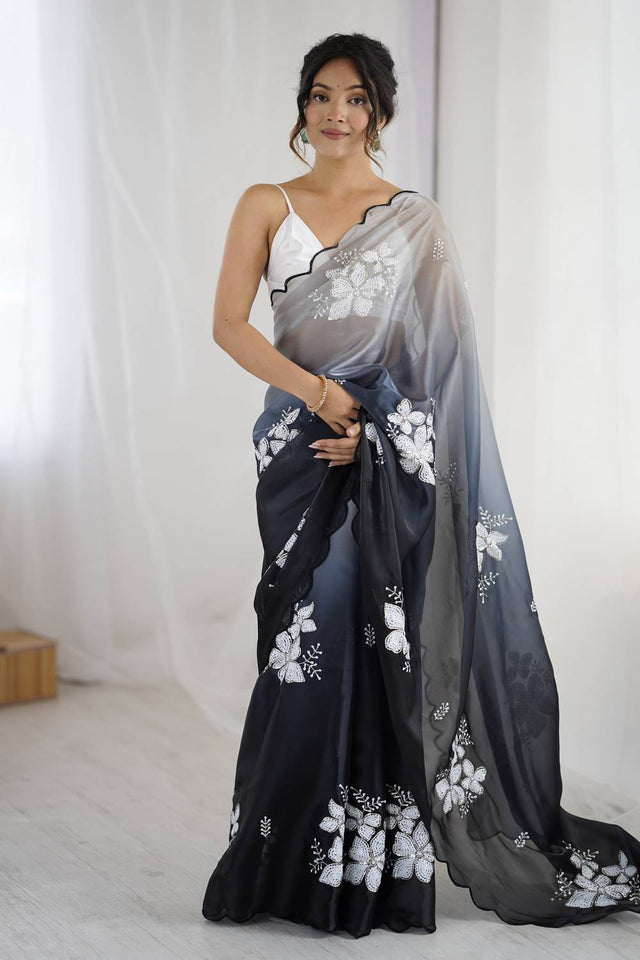 Black Sequin with Embroidered Saree