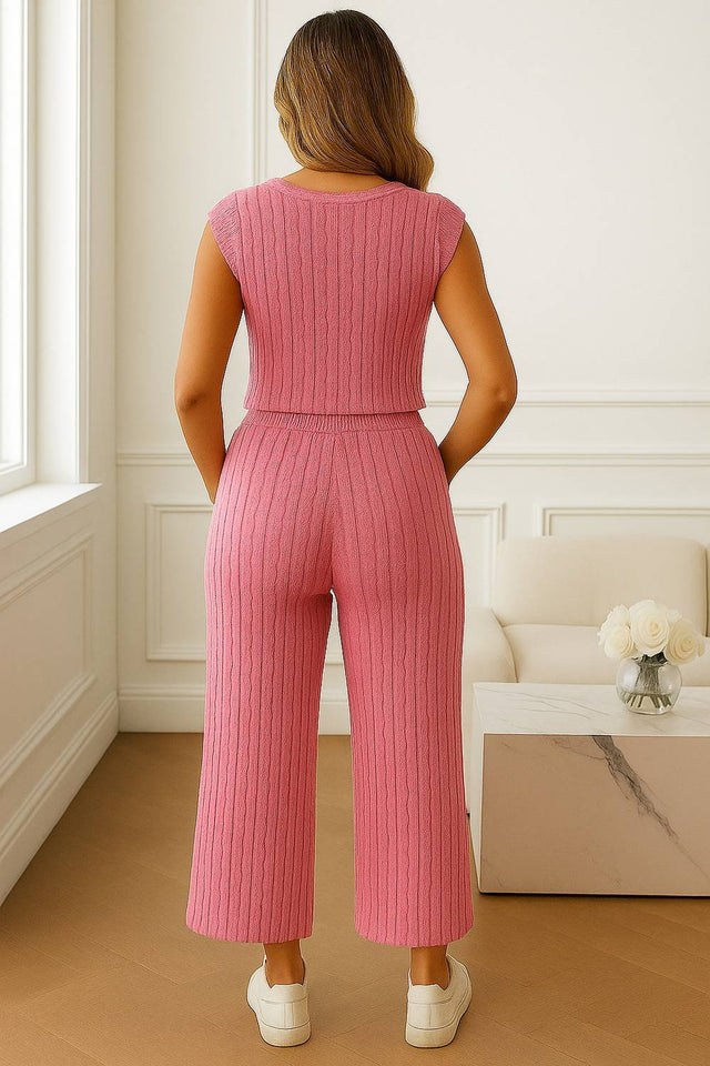 Pink Woven Lycra Co-Ord Set