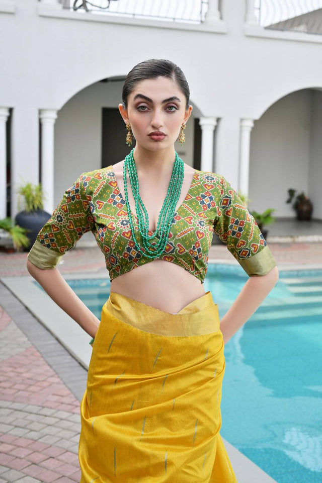 Mustard Woven Silk Saree