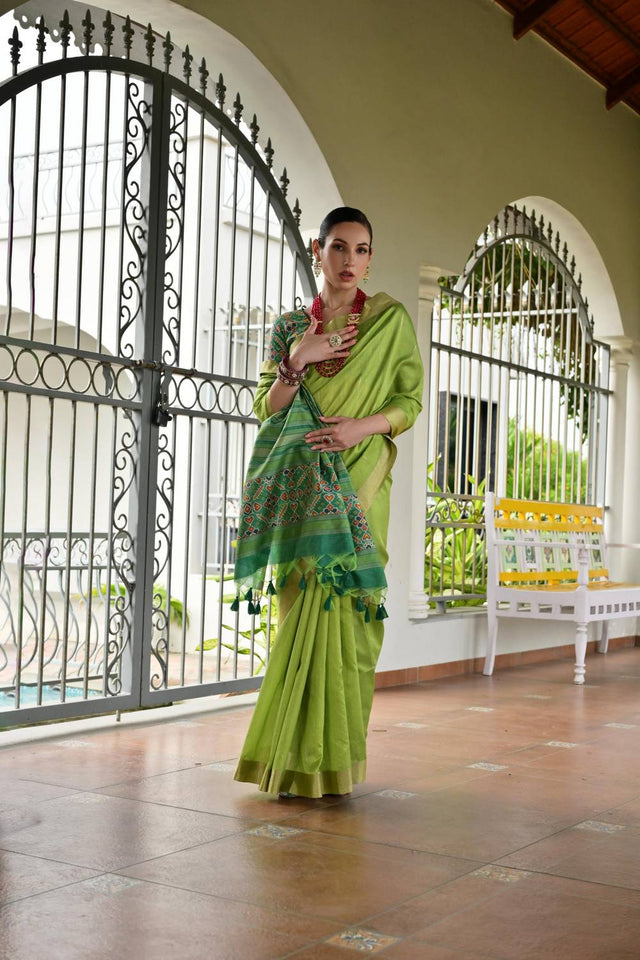 Green Woven Silk Saree