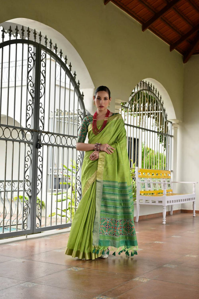 Green Woven Silk Saree