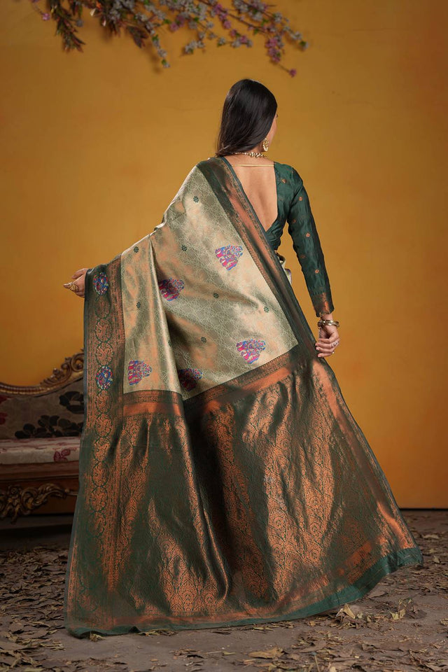 Green Woven Art Silk Saree