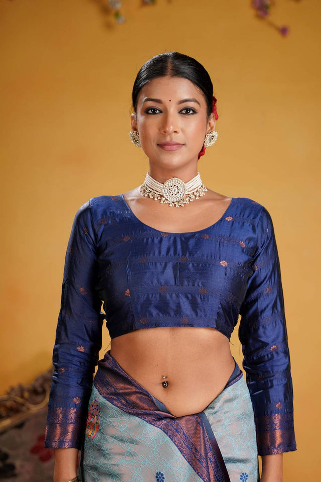 Blue Woven Art Silk Saree
