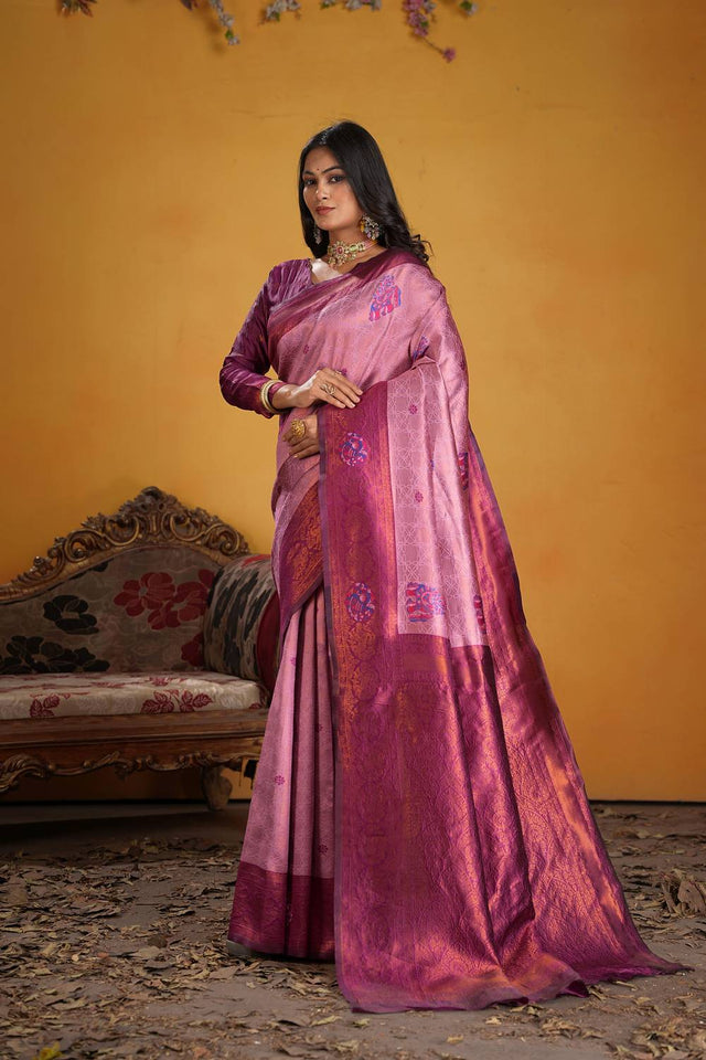 Wine Woven Art Silk Saree