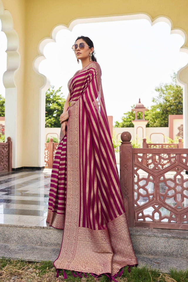 Maroon Woven Georgette Saree