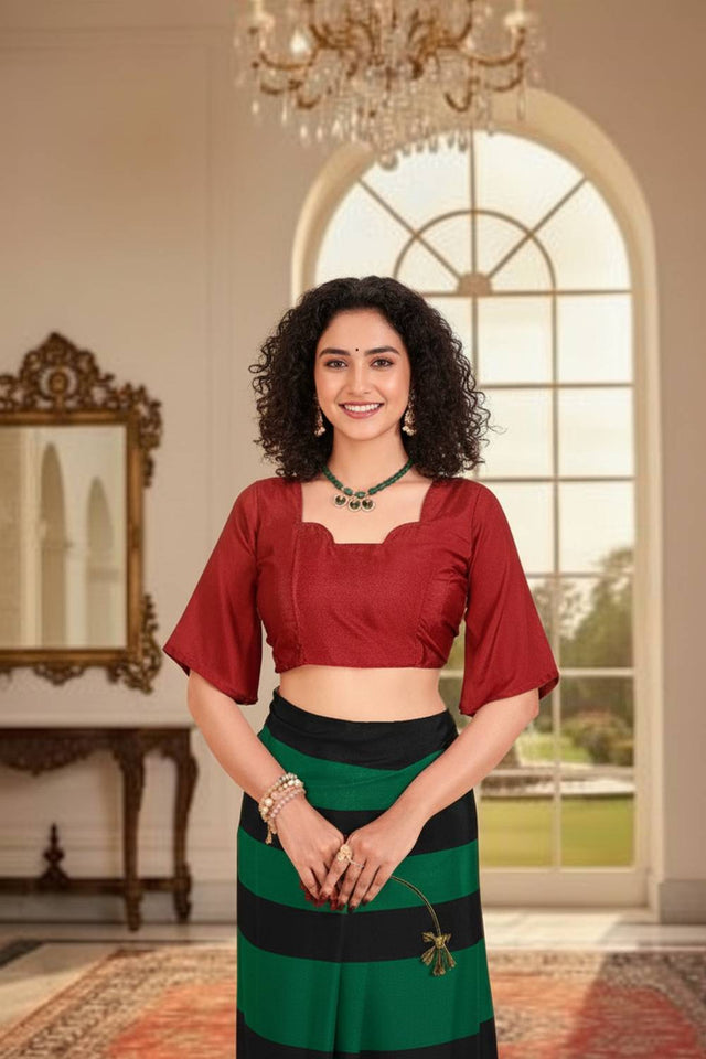 Green Floral Printed Silk Saree