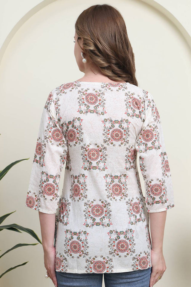 Red Printed Cotton Top