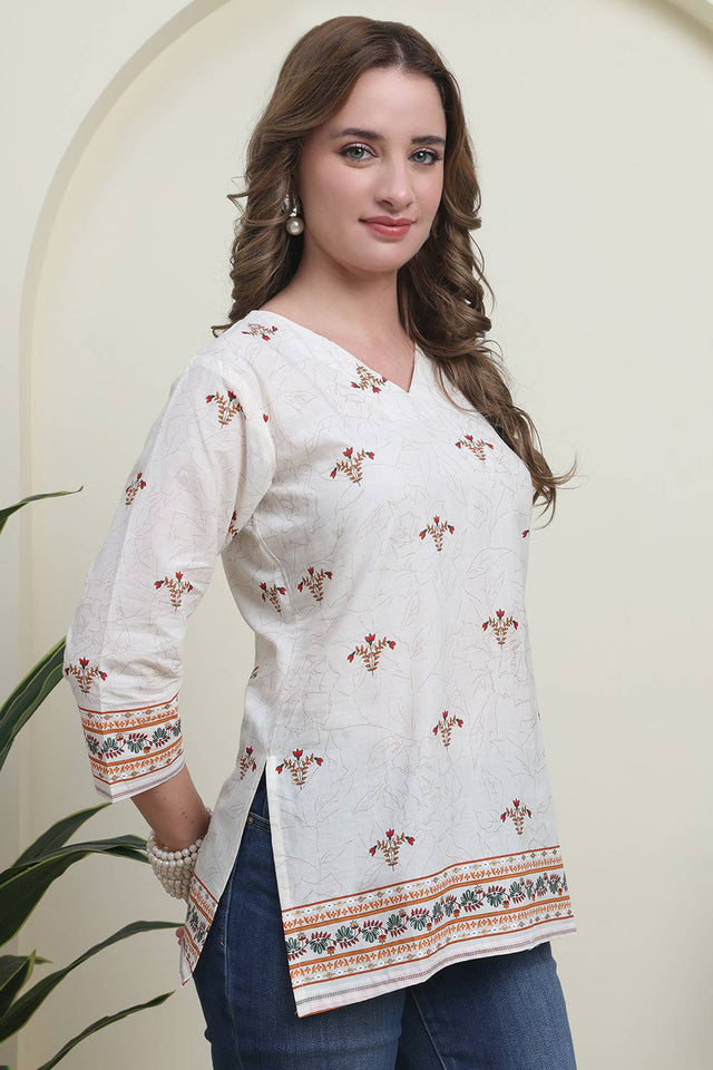 Red Printed Cotton Top